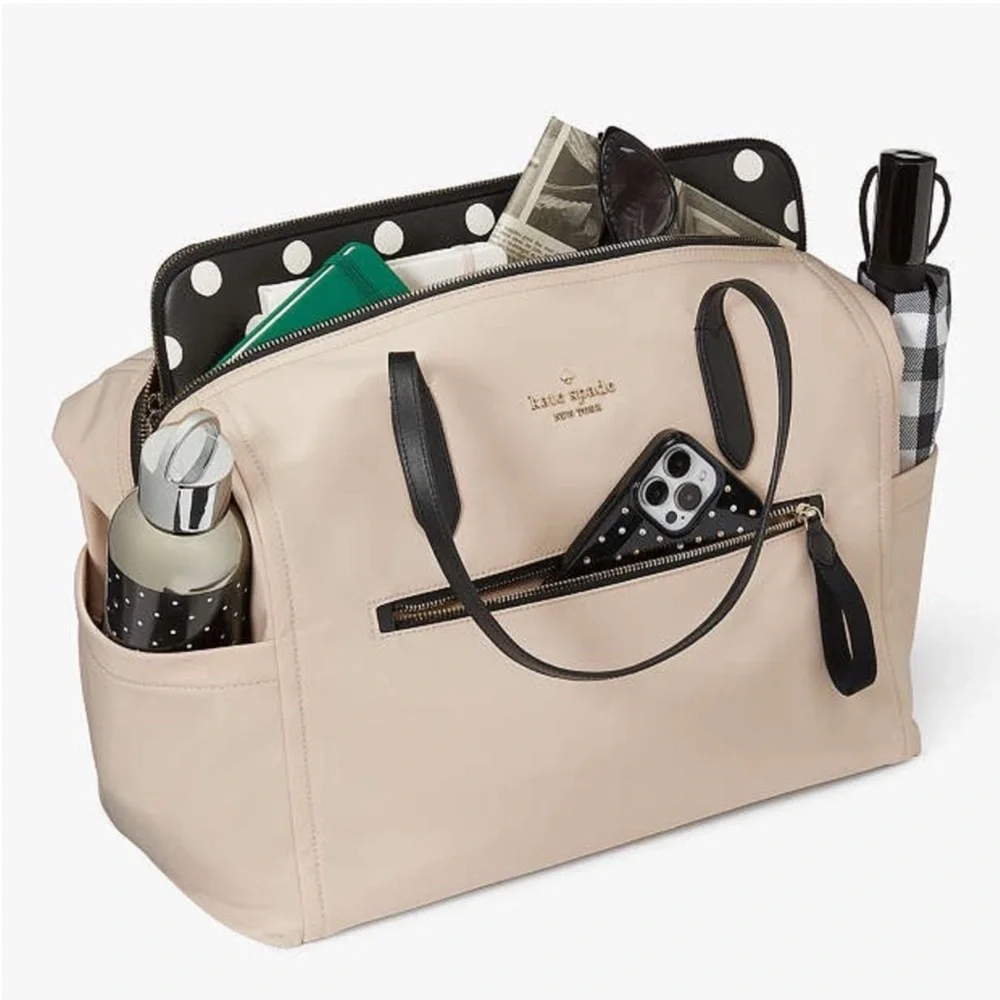 Kate Spade Chelsea Nylon Weekender Travel Tote Bag , Warm Beige NWT - Picture 7 of 8